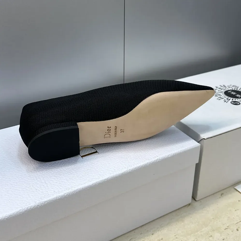 Dior J'Adior Ballet Flat Black Technical Fabric for Women