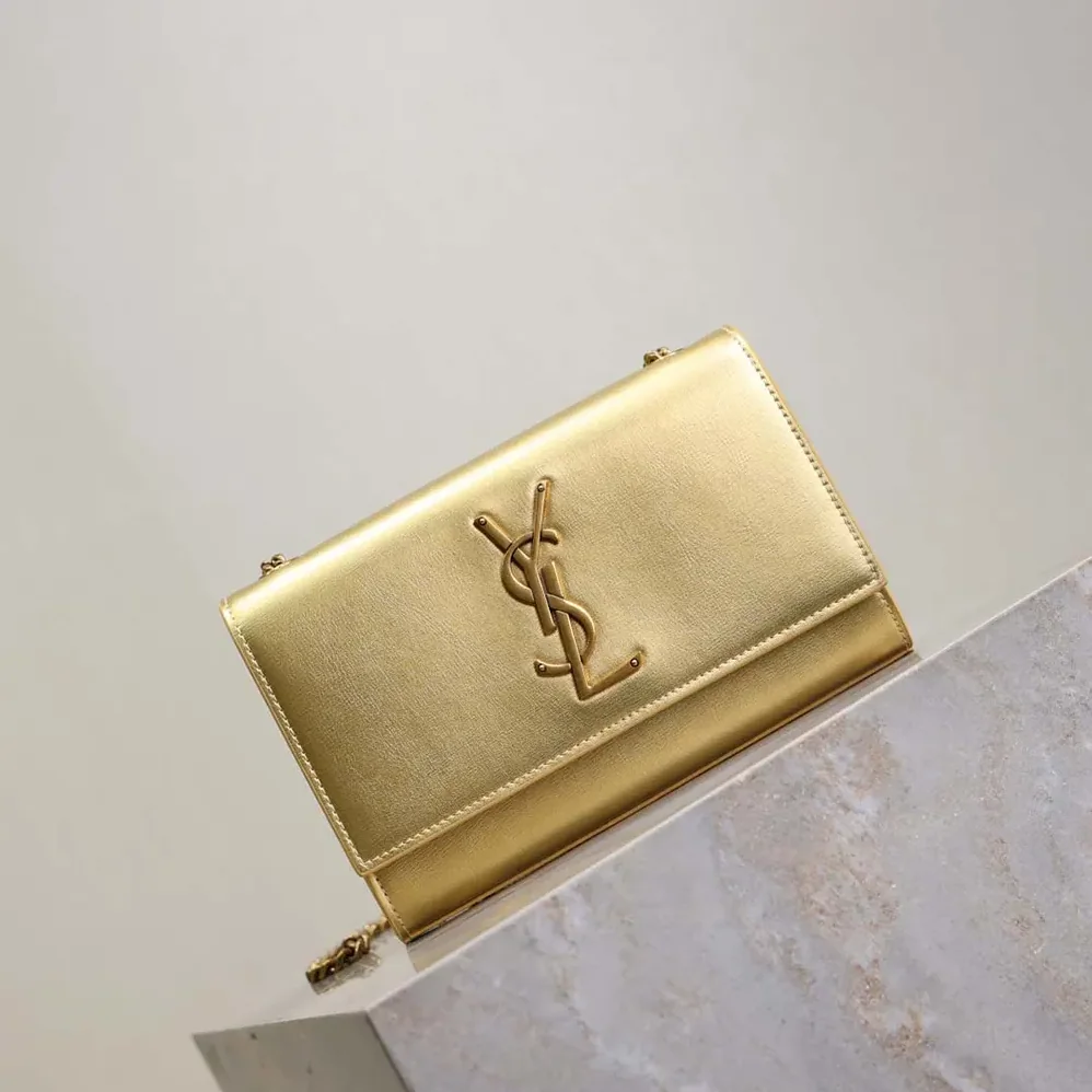 Saint Laurent YSL Kate Small In Metallic Leather for Women in Gold