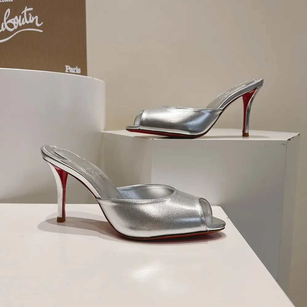 Christian Louboutin Me Dolly 100 mm Mules Nappa leather for Women in Silver Christian Louboutin Me Dolly 100 mm Mules Nappa leather for Women in Silver