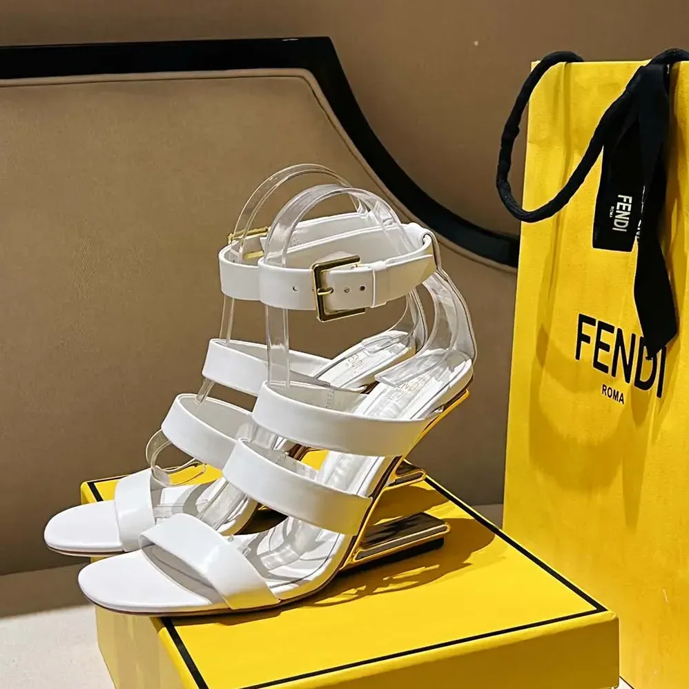 Fendi First White Leather High for Women in heeled Sandals Fendi First White Leather High for Women in heeled Sandals