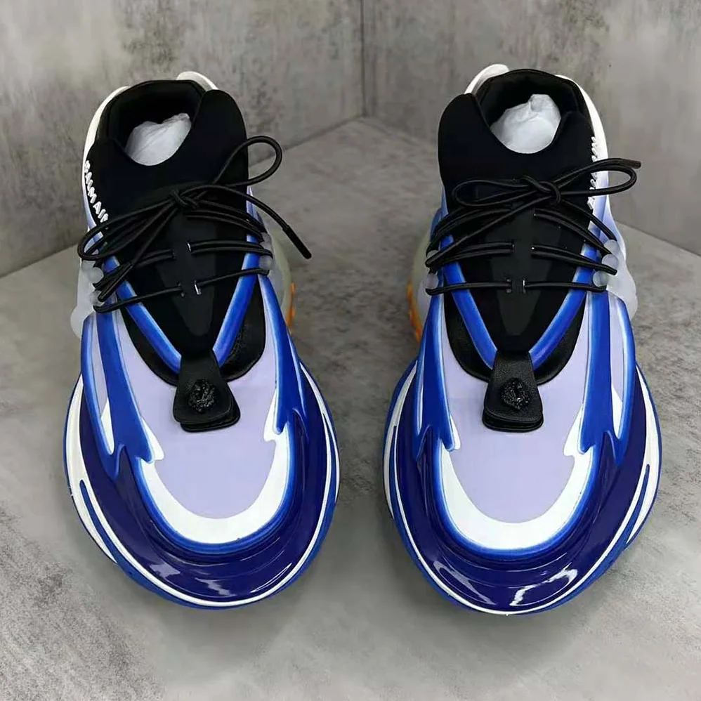 Balmain Unicorn Low-Top Trainers in Neoprene and Calfskin for Unisex in Blue Balmain Unicorn Low-Top Trainers in Neoprene and Calfskin for Unisex in Blue