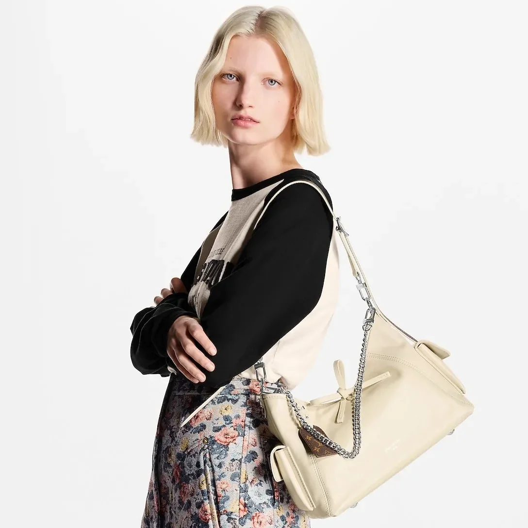 Louis Vuitton CarryAll Cargo Vibe PM Shoulder Bag in Vanilla Silver Hardware