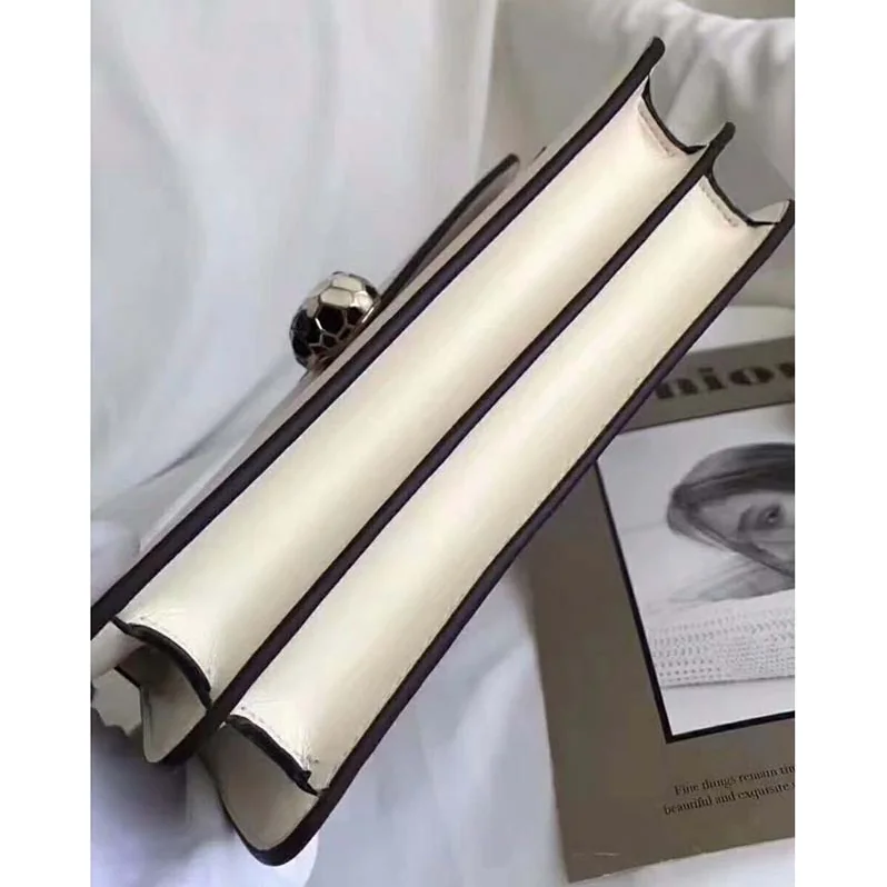 Bvlgari Serpenti Forever Medium Flap Cover Chain Bag Calfskin in White Bvlgari Serpenti Forever Medium Flap Cover Chain Bag Calfskin in White