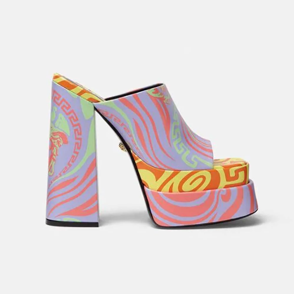 Versace Medusa Music Platform Mules for Women in Purple Versace Medusa Music Platform Mules for Women in Purple