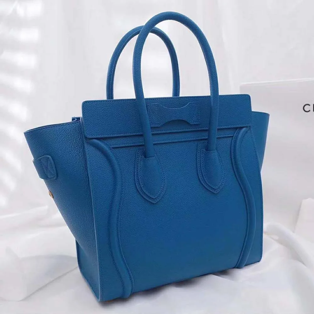 Celine Micro Luggage Handbag in Drummed Calfskin for Women in Blue Celine Micro Luggage Handbag in Drummed Calfskin for Women in Blue