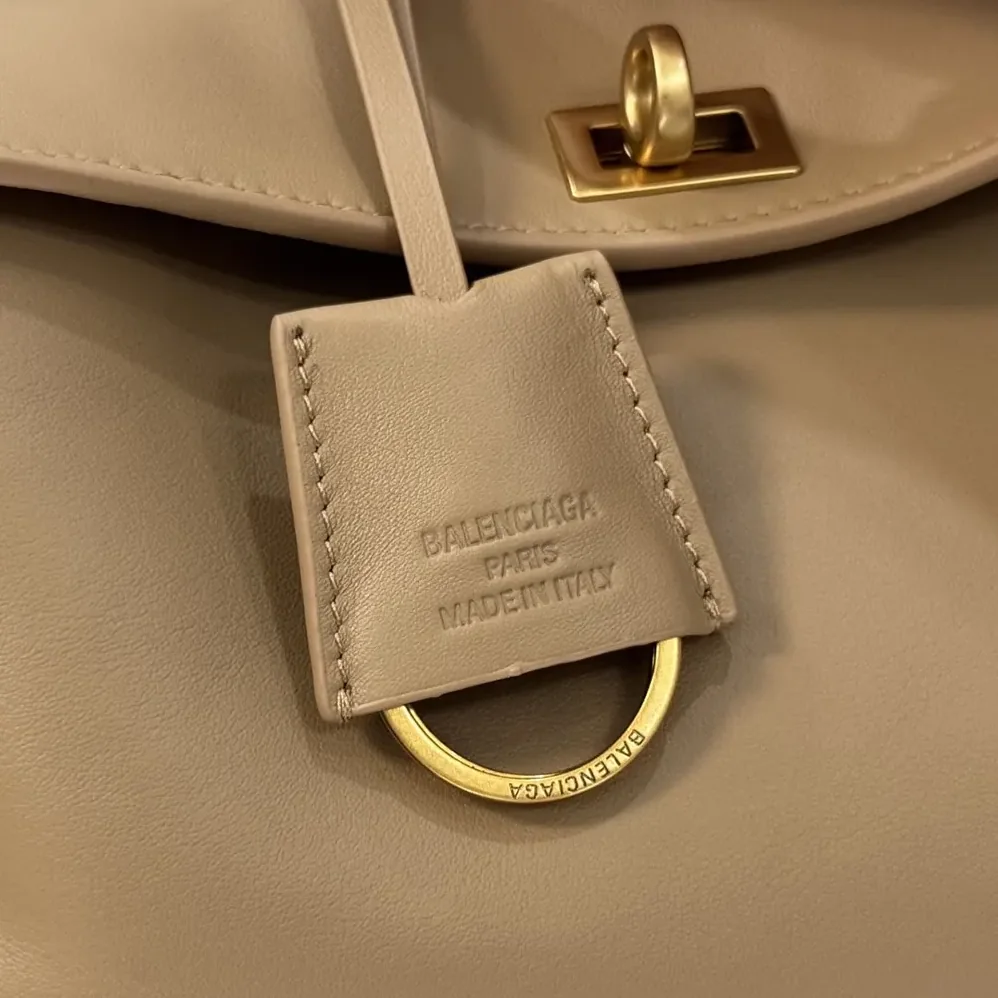 Balenciaga Rodeo Handbag Mini In latte Smooth Calfskin Aged for Women in gold Hardware