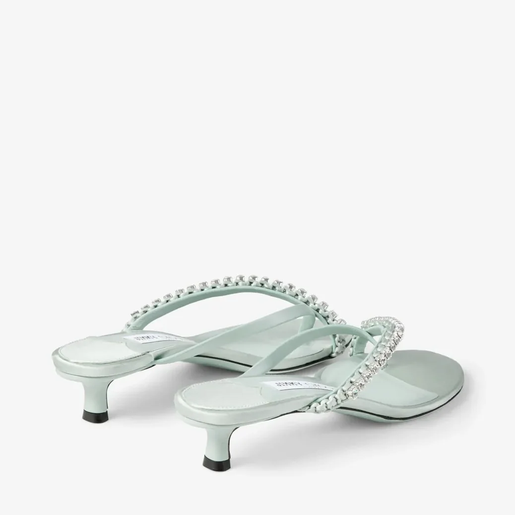 Jimmy Choo Dila 35 Mule Sandal Light Verde DILA35GZM Jimmy Choo Dila 35 Mule Sandal Light Verde DILA35GZM