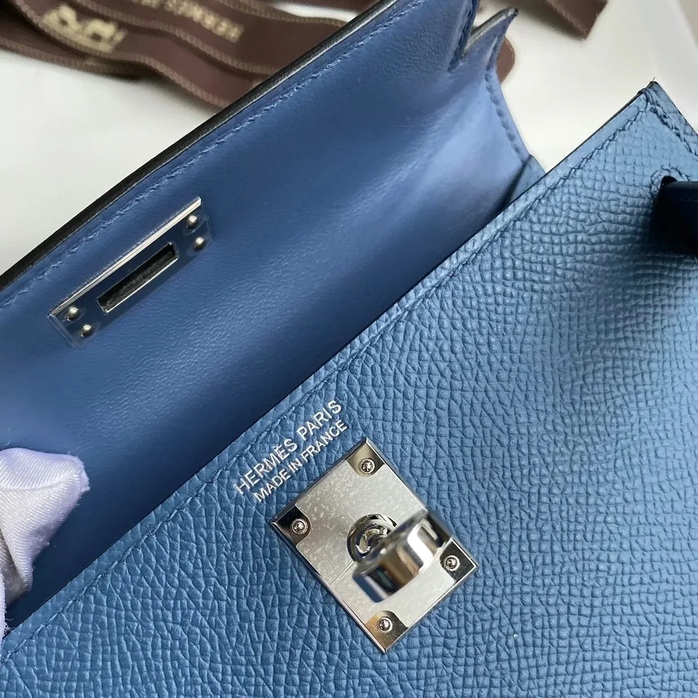 Hermes Kelly Mini Top Handle Bag in Navy Epsom Palladium Hardware Hermes Kelly Mini Top Handle Bag in Navy Epsom Palladium Hardware