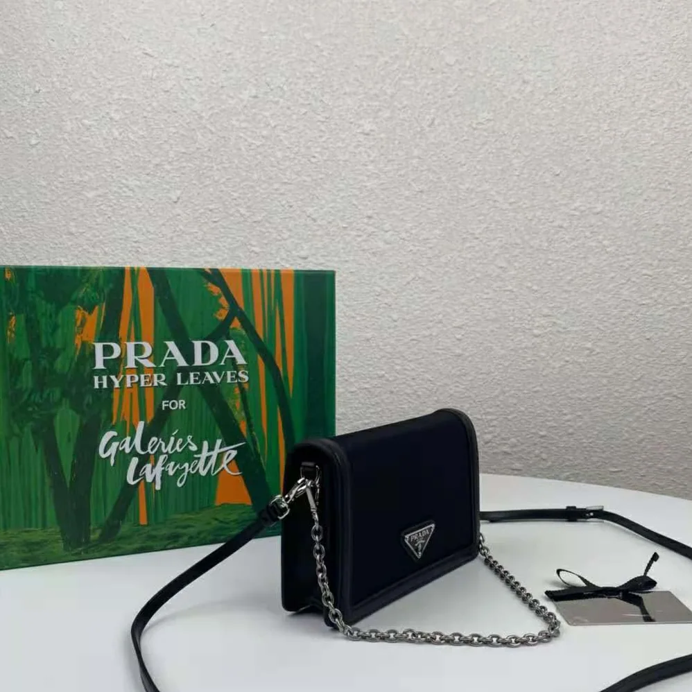 Prada Nylon and Leather Mini-Bag for Women in Black Prada Nylon and Leather Mini-Bag for Women in Black