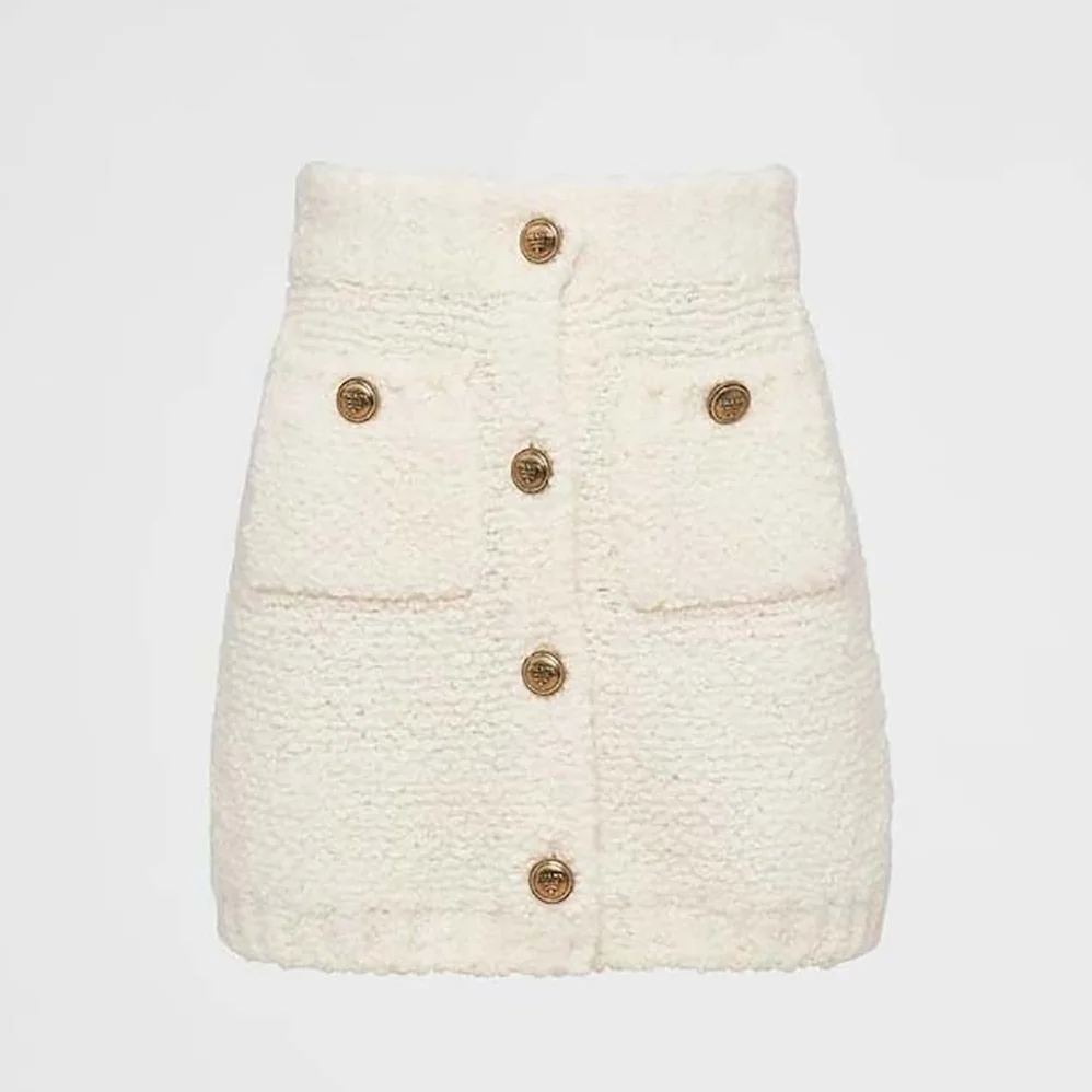 Prada Bouclé Mohair Miniskirt for Women in White