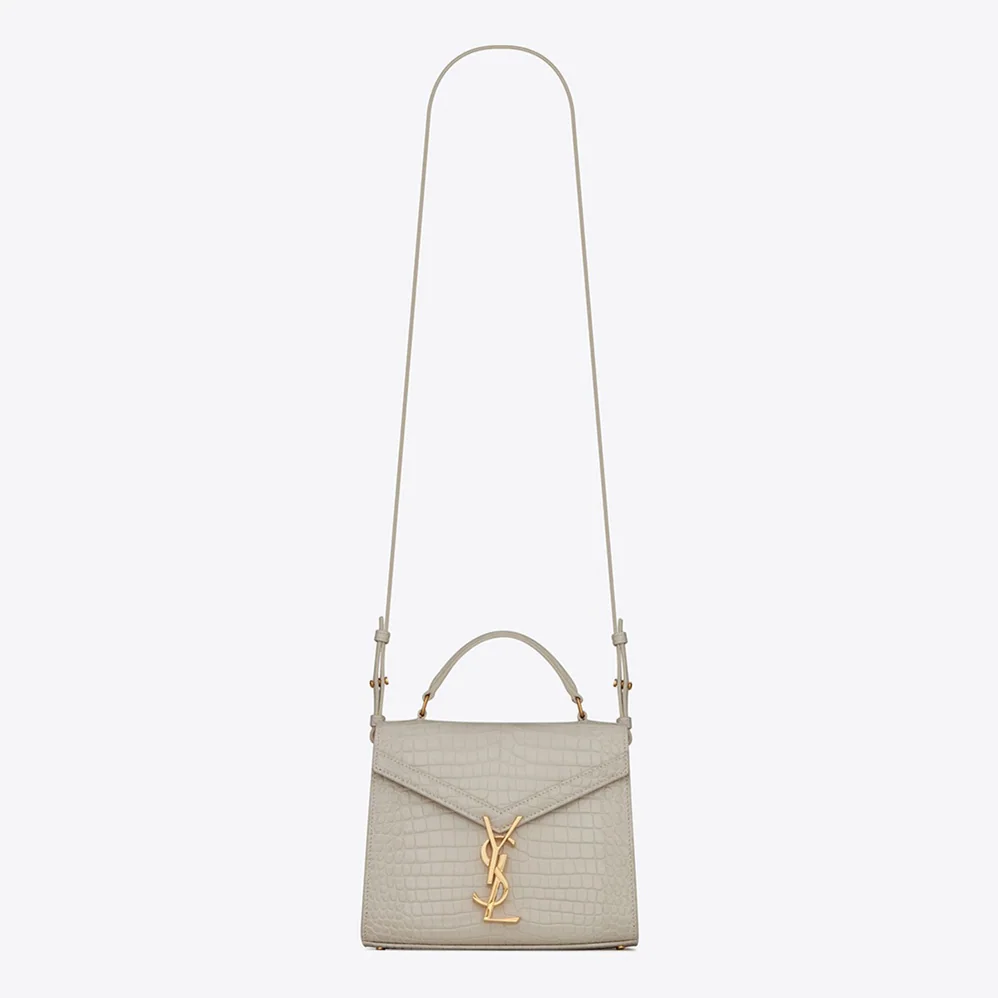 Saint Laurent YSL Cassandra Mini Top Handle Bag in Crocodile for Women in Embossed Shiny Leather Saint Laurent YSL Cassandra Mini Top Handle Bag in Crocodile for Women in Embossed Shiny Leather