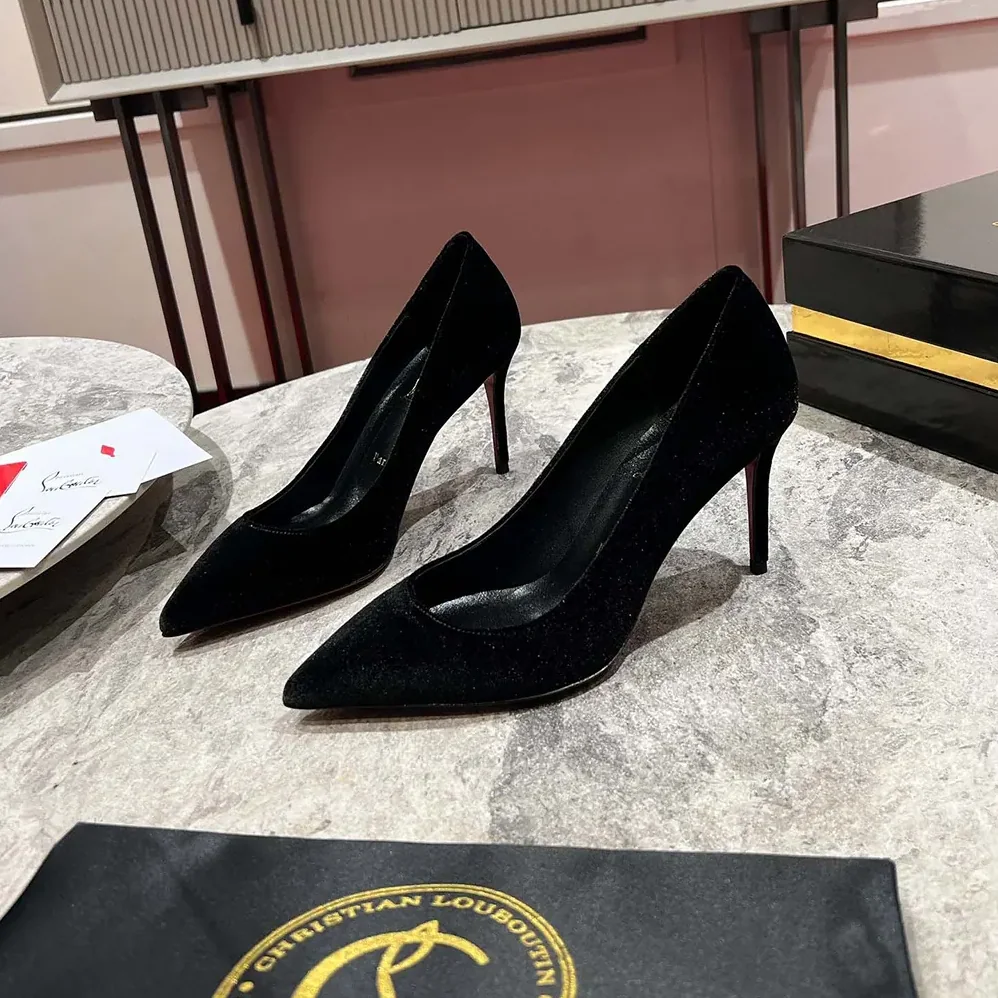 Christian Louboutin Kate 85 mm Pumps Veau Velours for Women in Black Christian Louboutin Kate 85 mm Pumps Veau Velours for Women in Black