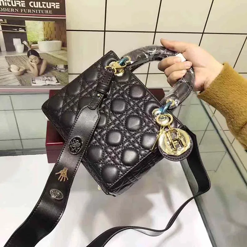 Dior My Lady Dior Bag in Cannage Lambskin in Black