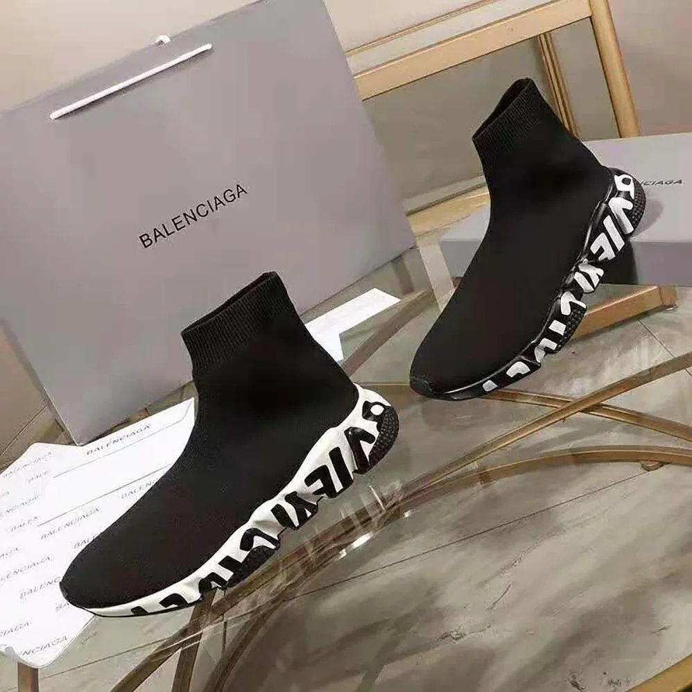 Balenciaga Speed Sneaker in Black for Unisex in White Graffiti Sole Unit Balenciaga Speed Sneaker in Black for Unisex in White Graffiti Sole Unit