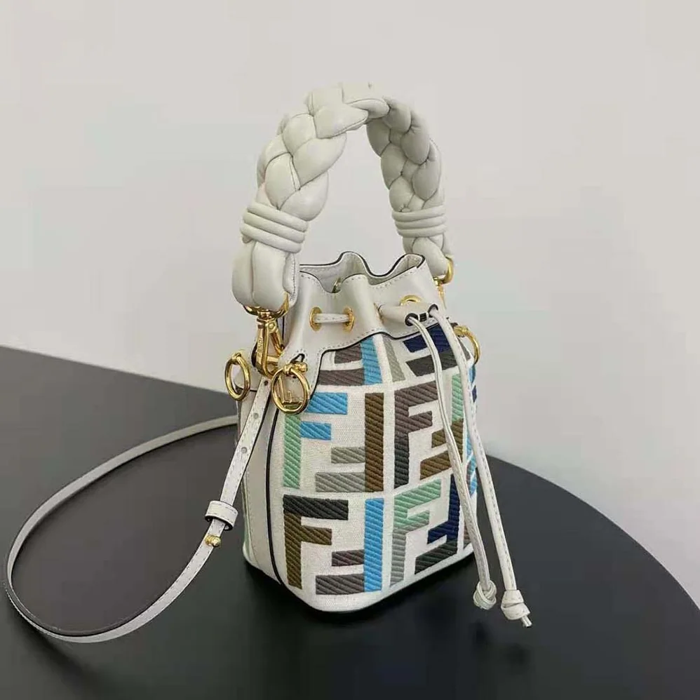 Fendi Mon Tresor Multicolor Canvas Mini for Women in bag with FF Embroidery