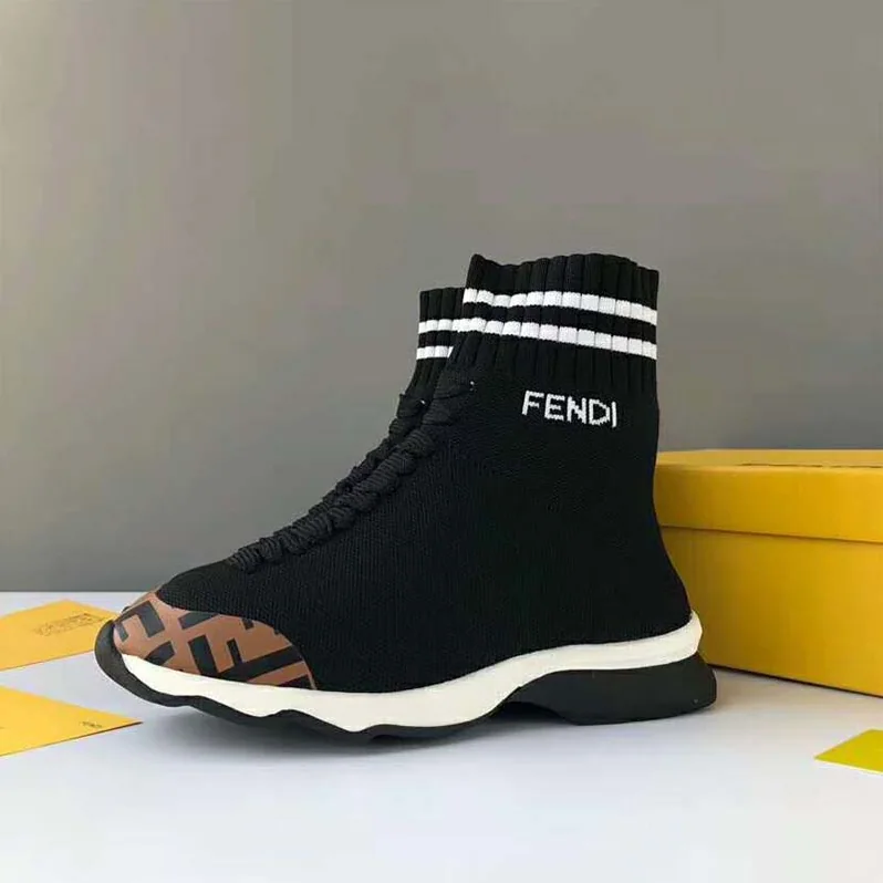Fendi Shoes Pale Fabric Sneaker Boots for Women in Black