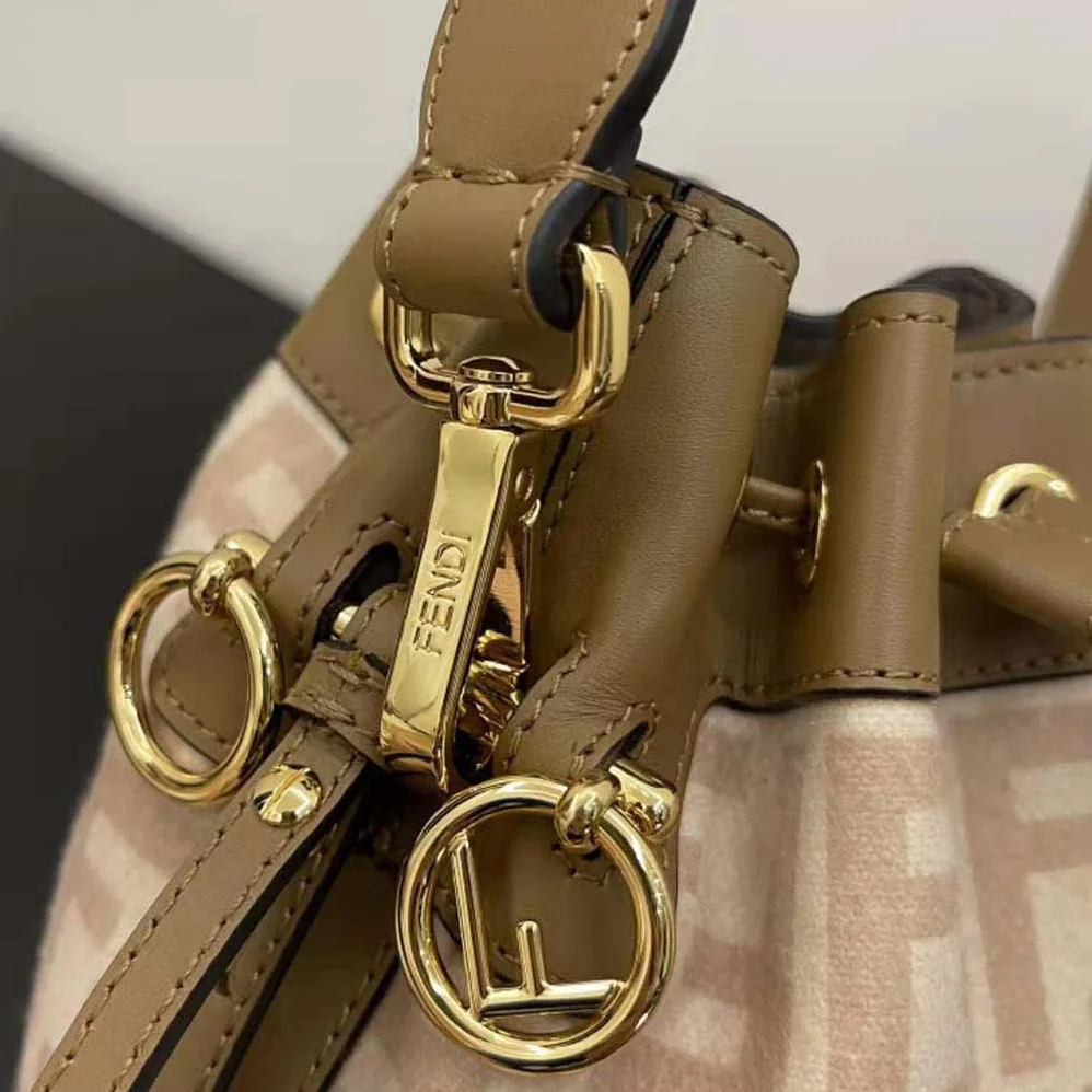 Fendi Small Mon Tresor FF Beige Wool Mini for Women in Bag