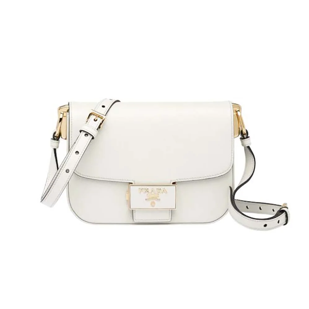 Prada Saffiano Leather Prada Embleme Bag for Women in White