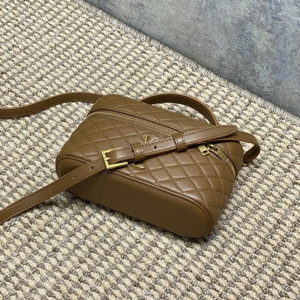 Saint Laurent YSL Gaby Vanity Bag In Lambskin for Women in Brown Saint Laurent YSL Gaby Vanity Bag In Lambskin for Women in Brown