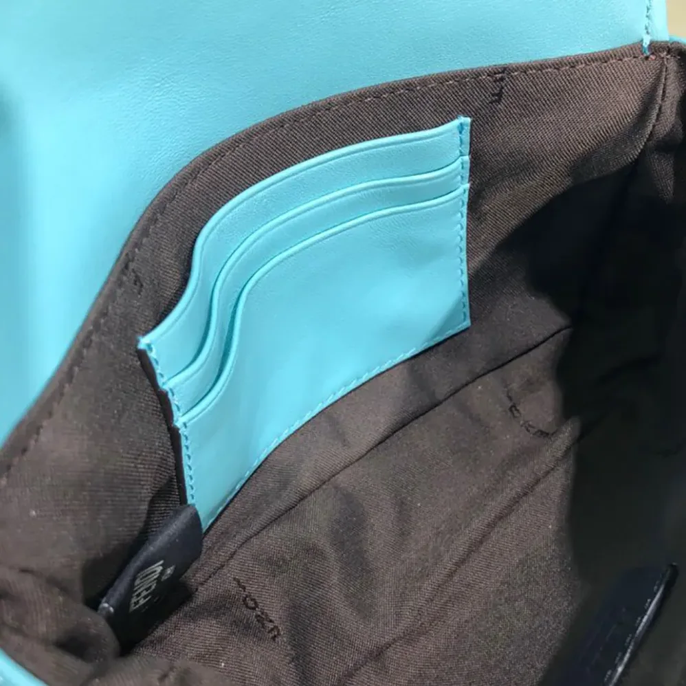 Fendi Baguette Mini Blue Nappa Leather Bag with FF Motif for Women