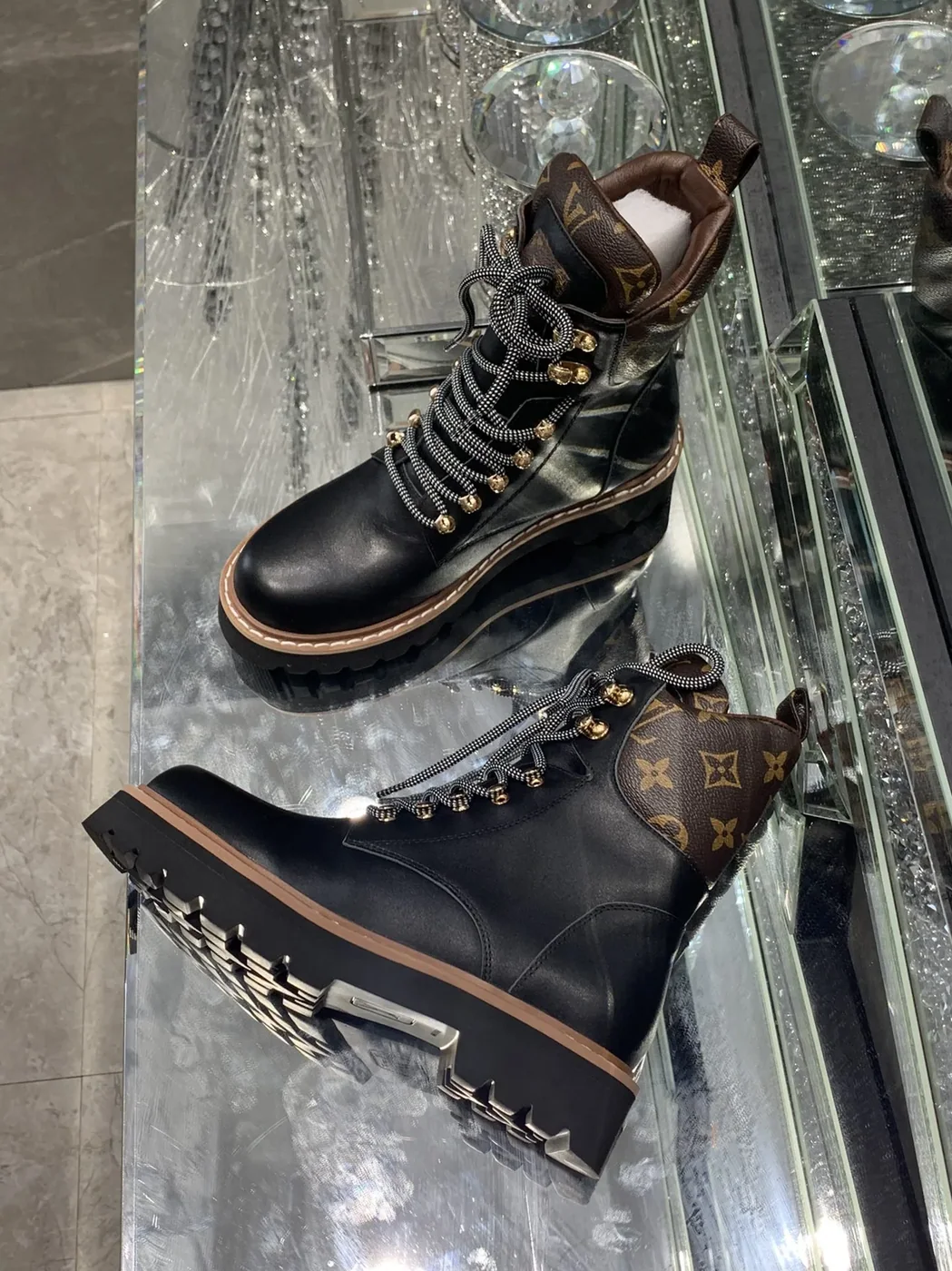Louis Vuitton Territory Flat Military Boots Black LV 1A958N