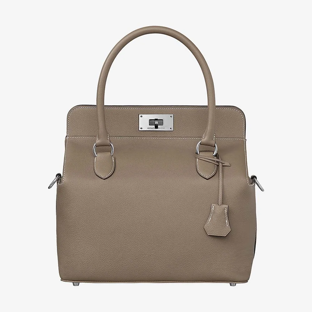 Hermes Toolbox 26 Bag in Calfskin Leather for Women in Silver Hermes Toolbox 26 Bag in Calfskin Leather for Women in Silver