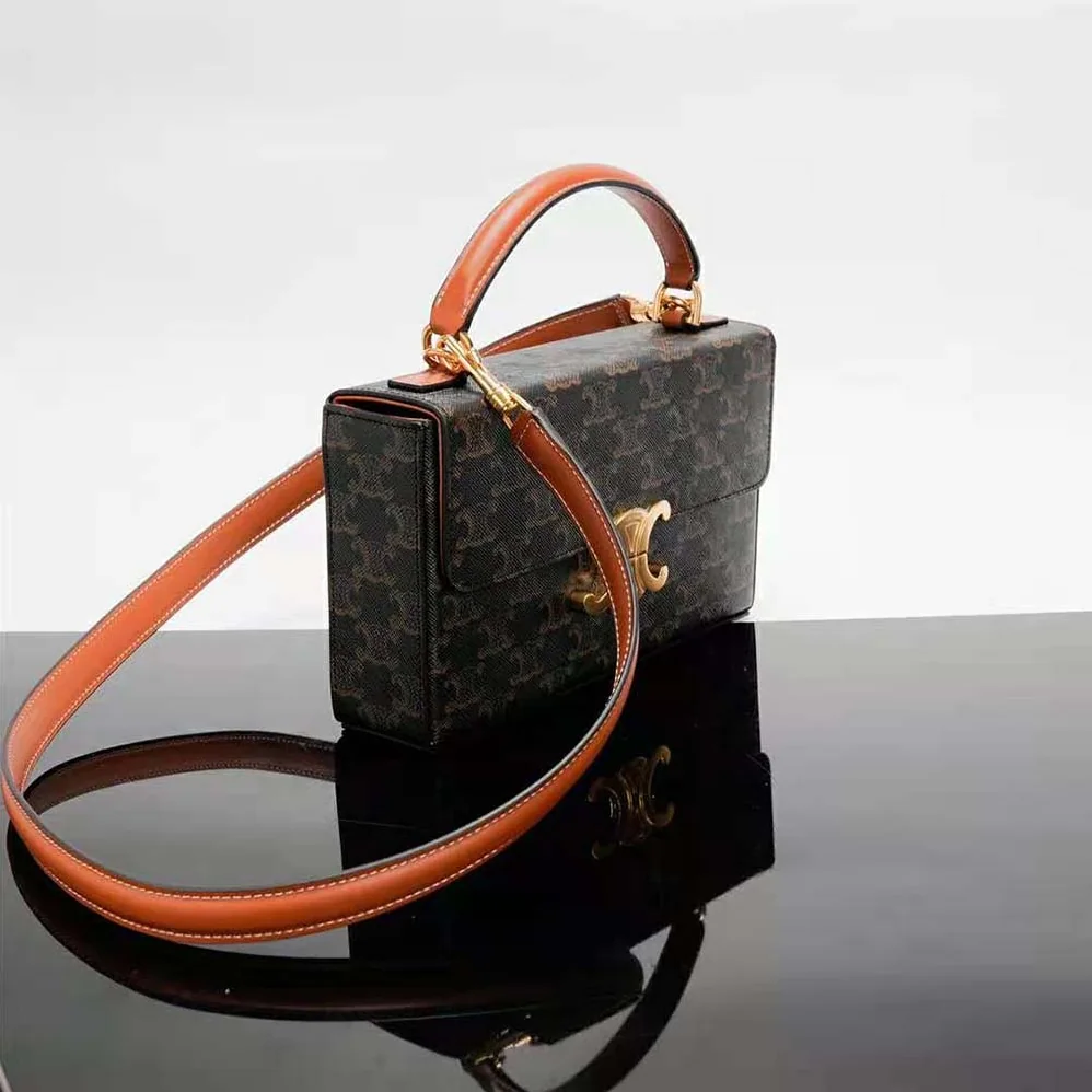 Celine Box Triomphe in Triomphe Canvas and Calfskin for Women Celine Box Triomphe in Triomphe Canvas and Calfskin for Women