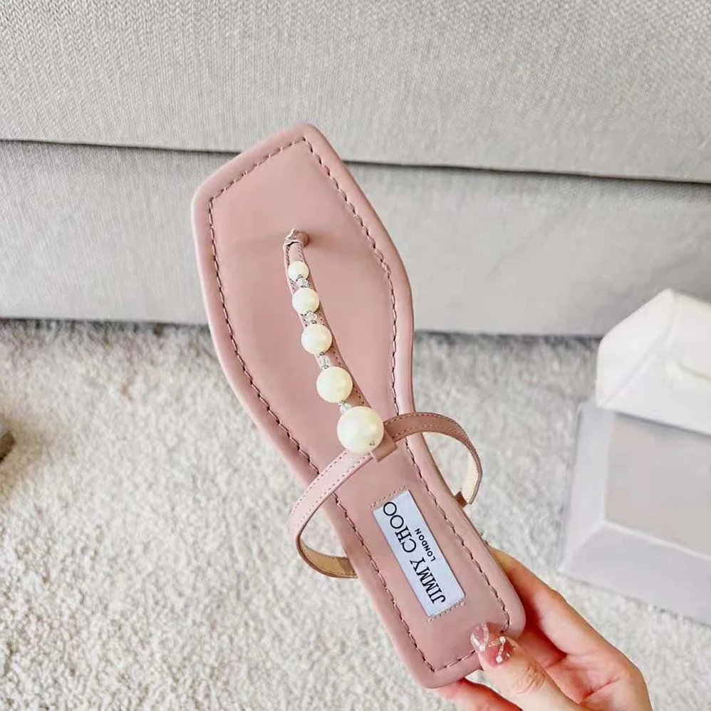 Jimmy Choo Alaina Flat Ballet Pink Nappa Leather Flats with Pearl Embellishment for Women Jimmy Choo Alaina Flat Ballet Pink Nappa Leather Flats with Pearl Embellishment for Women
