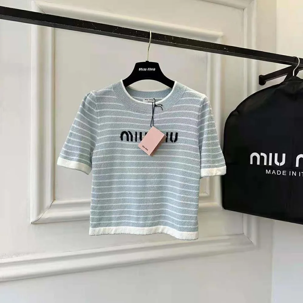 Miu Miu Bouclé Cotton Crew for Women in Neck Sweater Miu Miu Bouclé Cotton Crew for Women in Neck Sweater