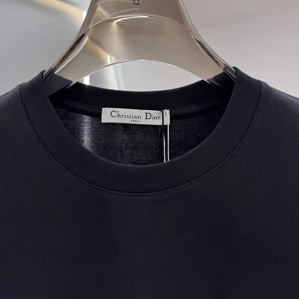 Dior CD Icon T-Shirt Relaxed Fit Black Cotton Jersey for Men Dior CD Icon T-Shirt Relaxed Fit Black Cotton Jersey for Men