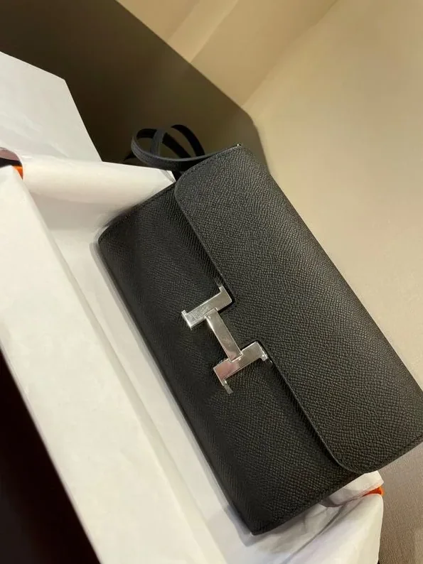 Hermes Constance Togo Long Wallet in Gold Toned Hardware Black Hermes Constance Togo Long Wallet in Gold Toned Hardware Black