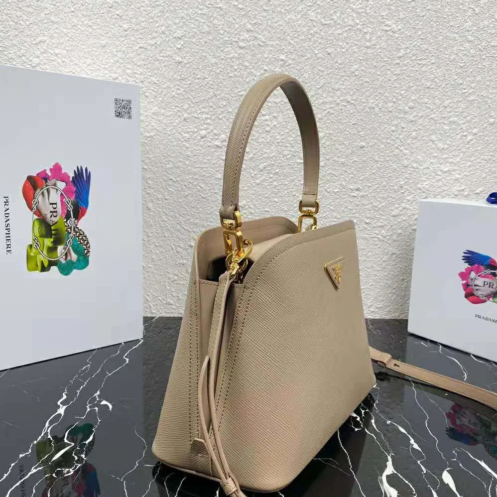 Prada Medium Saffiano Leather Prada Matinee Bag for Women in Sandy Prada Medium Saffiano Leather Prada Matinee Bag for Women in Sandy