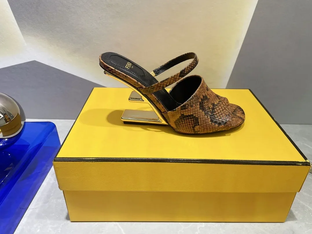 Fendi First Dark Brown Python High in Heeled Sandals Fendi First Dark Brown Python High in Heeled Sandals