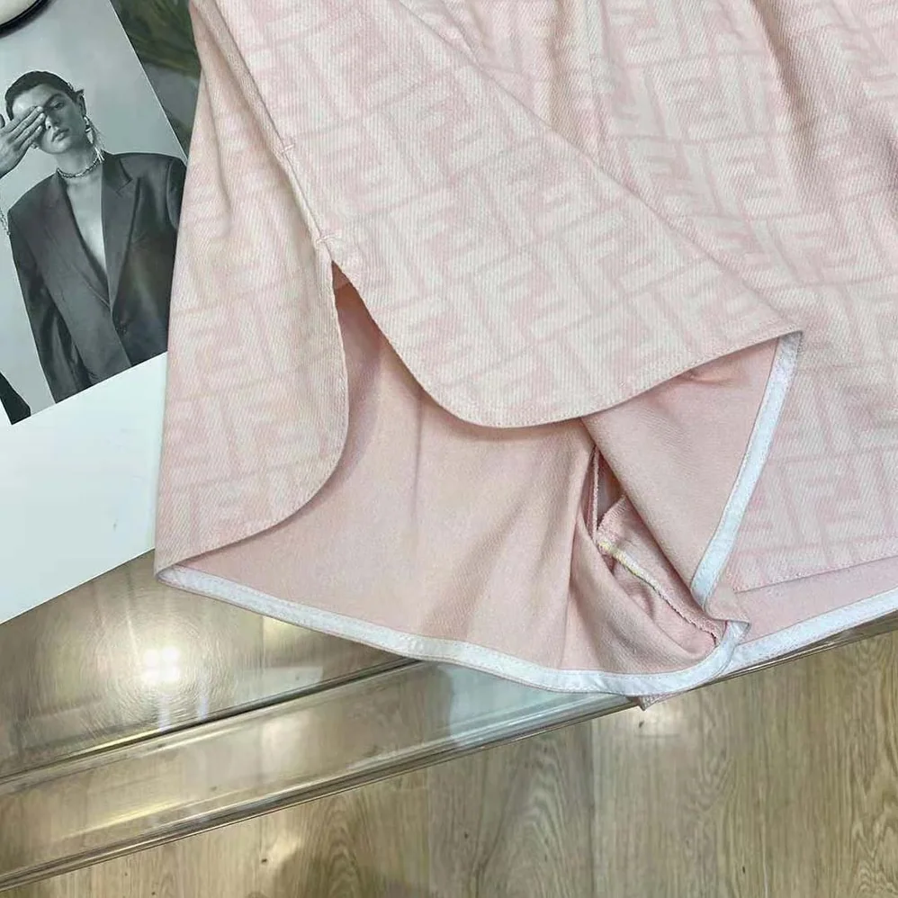Fendi Pink Denim Shorts with A Rounded Hem for Women Fendi Pink Denim Shorts with A Rounded Hem for Women