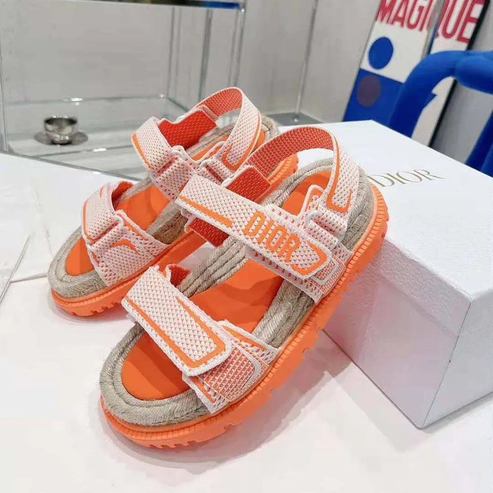 Dior Dioract Sandal White and Bright Orange Technical Mesh and Rubber for Women Dior Dioract Sandal White and Bright Orange Technical Mesh and Rubber for Women