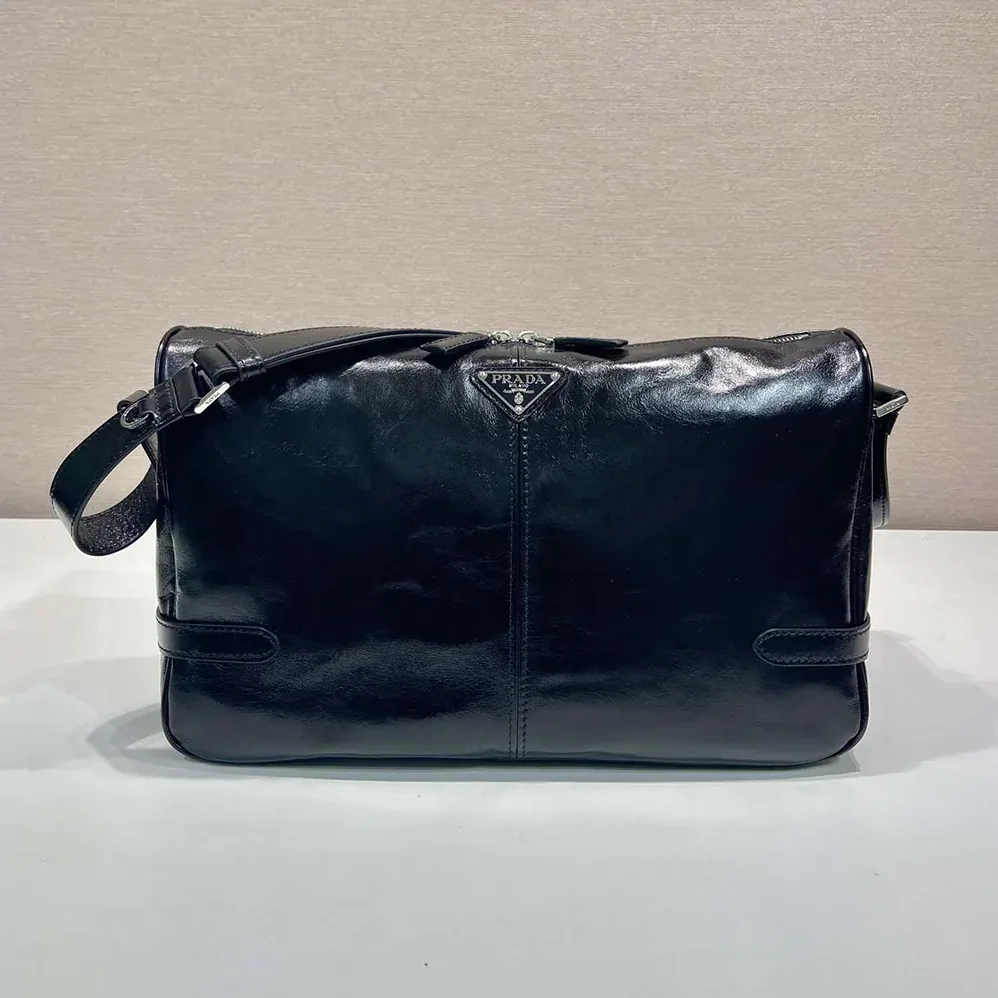 Prada Leather Shoulder Bag for Women in Black Prada Leather Shoulder Bag for Women in Black