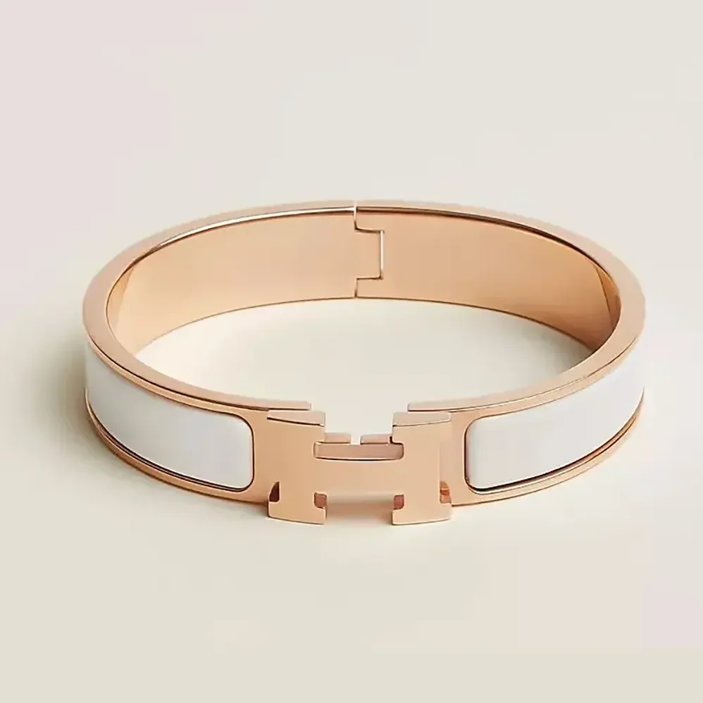 Hermes Clic H Bracelet for Unisex in White Hermes Clic H Bracelet for Unisex in White