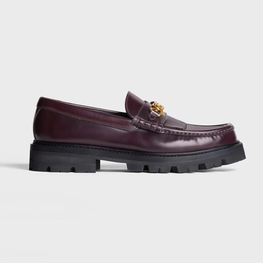 Celine Margaret Loafer with Triomphe Chain in Polished Bull for Women in Maroon Celine Margaret Loafer with Triomphe Chain in Polished Bull for Women in Maroon