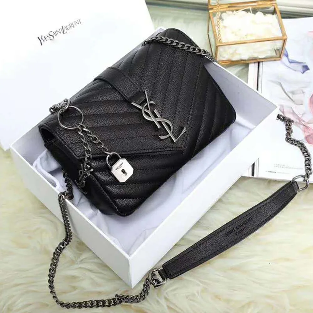 Saint Laurent YSL College Medium In Matelasse Leather for Women in Black