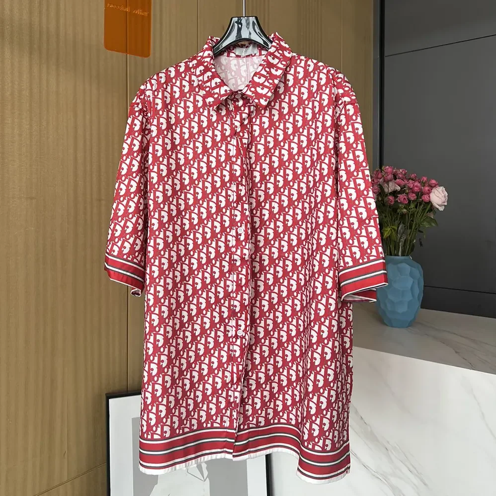 Dior Oblique Short-Sleeved Shirt in Silk Twill for Men