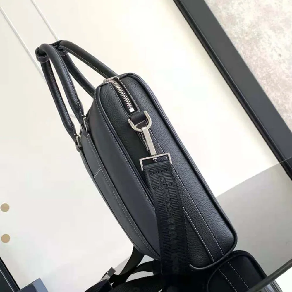 Dior Lingot Briefcase Black Grained Calfskin for Men