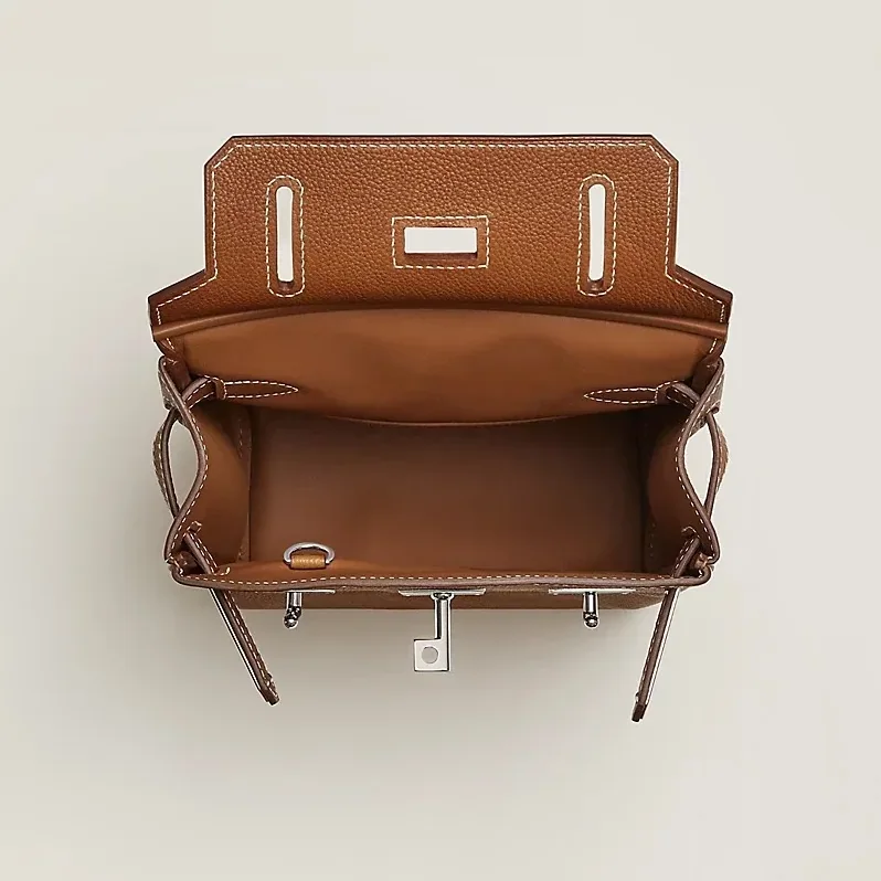 Hermes Hac A Dos PM Backpack in Fauve Silver Hardware