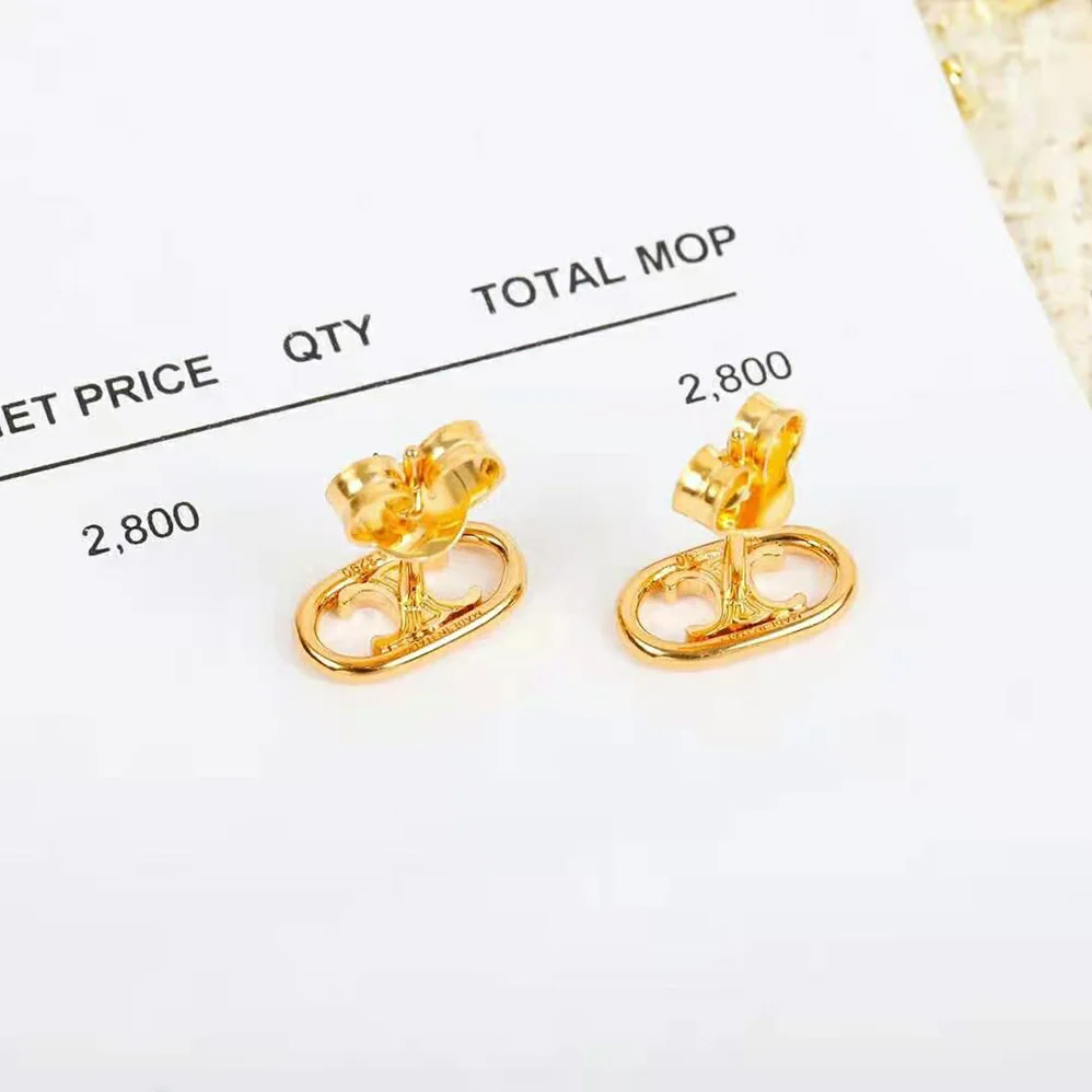 Celine Maillon Triomphe Studs in Brass with Gold Finish for Women