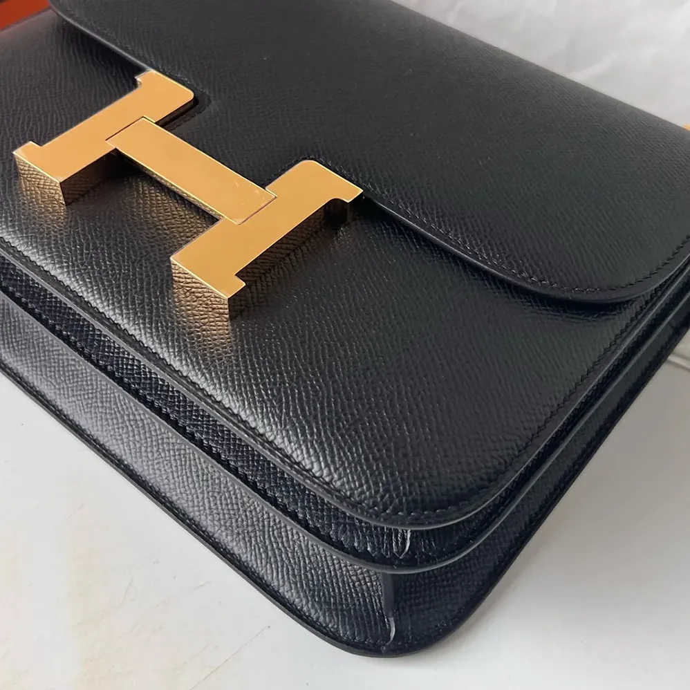 Hermes Constance 24 Bag Epsom Leather for Women in Black/Gold
