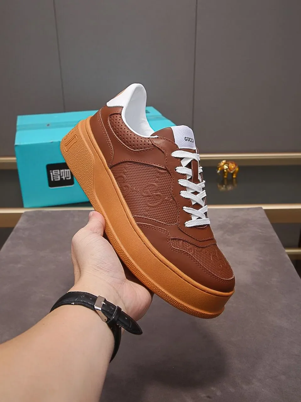 Gucci GG Embossed Sneaker Brown for Men