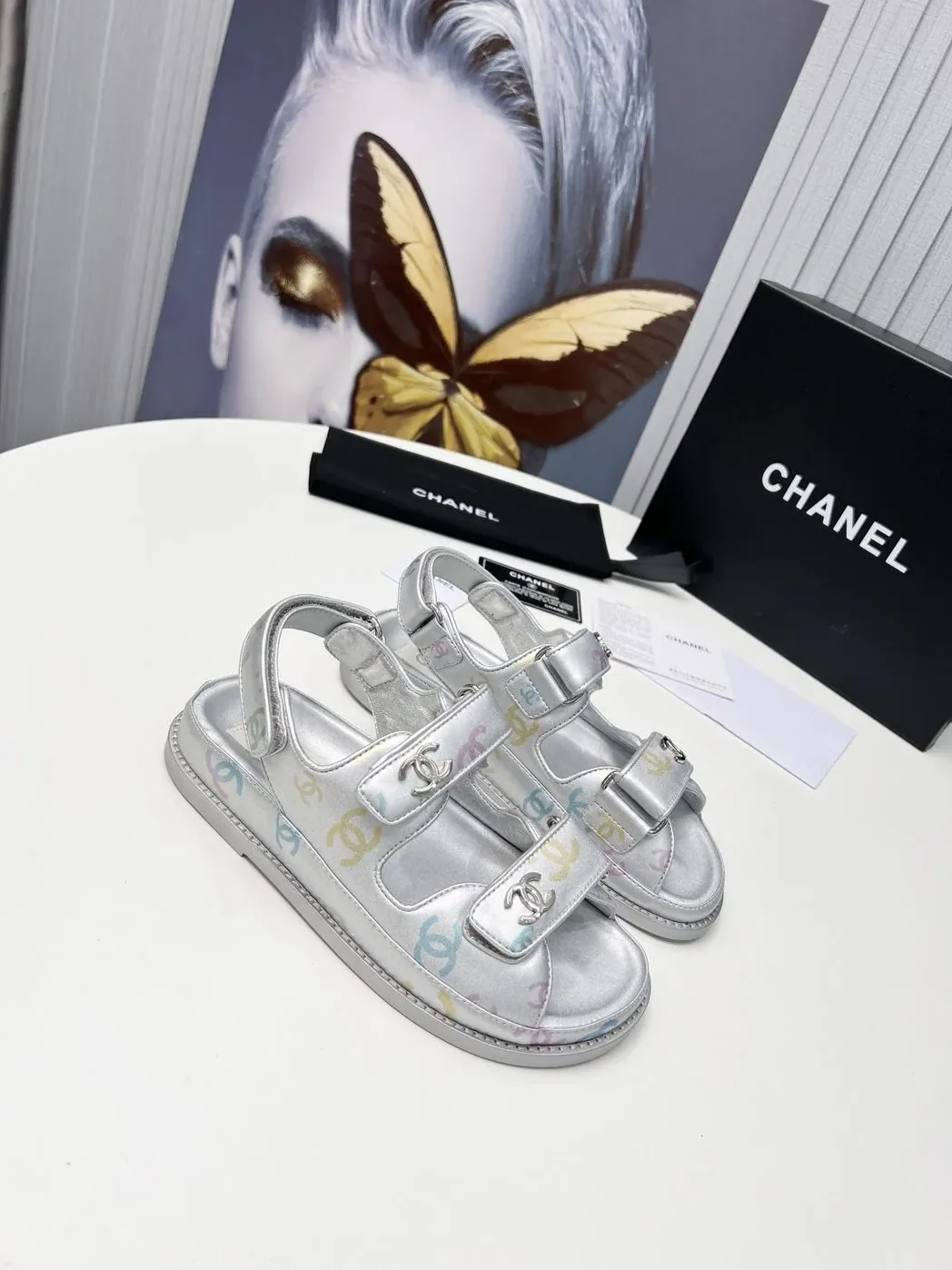 Chanel Sandals Sliver for Women