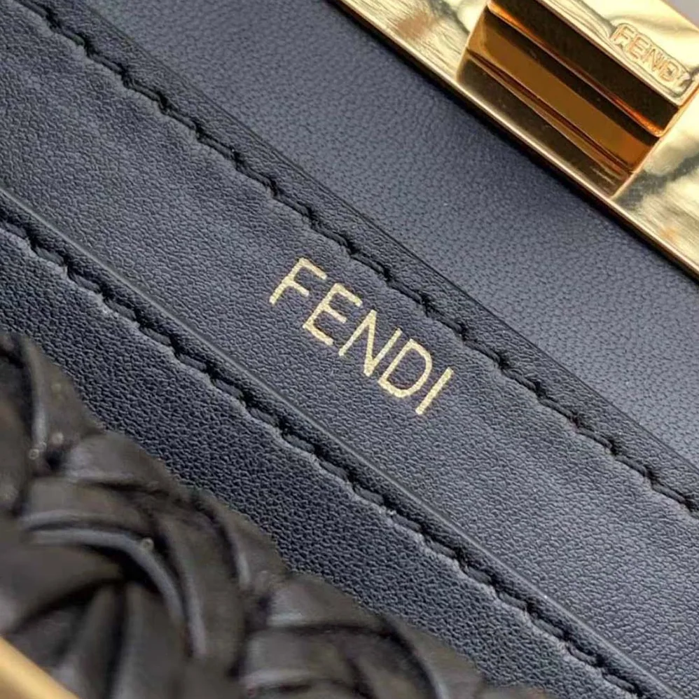 Fendi Peekaboo ISeeU Petite Black Padded Calfskin Leather Bag for Women