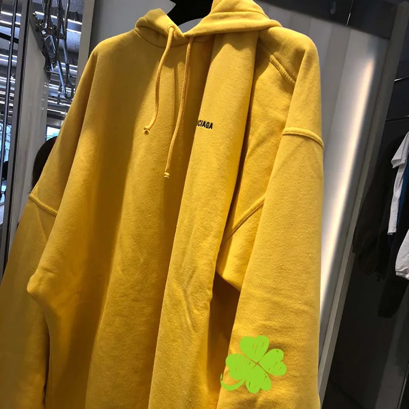 Balenciaga Hoodie Cardigan Logo Printed Hooded Sweater for Women in Yellow