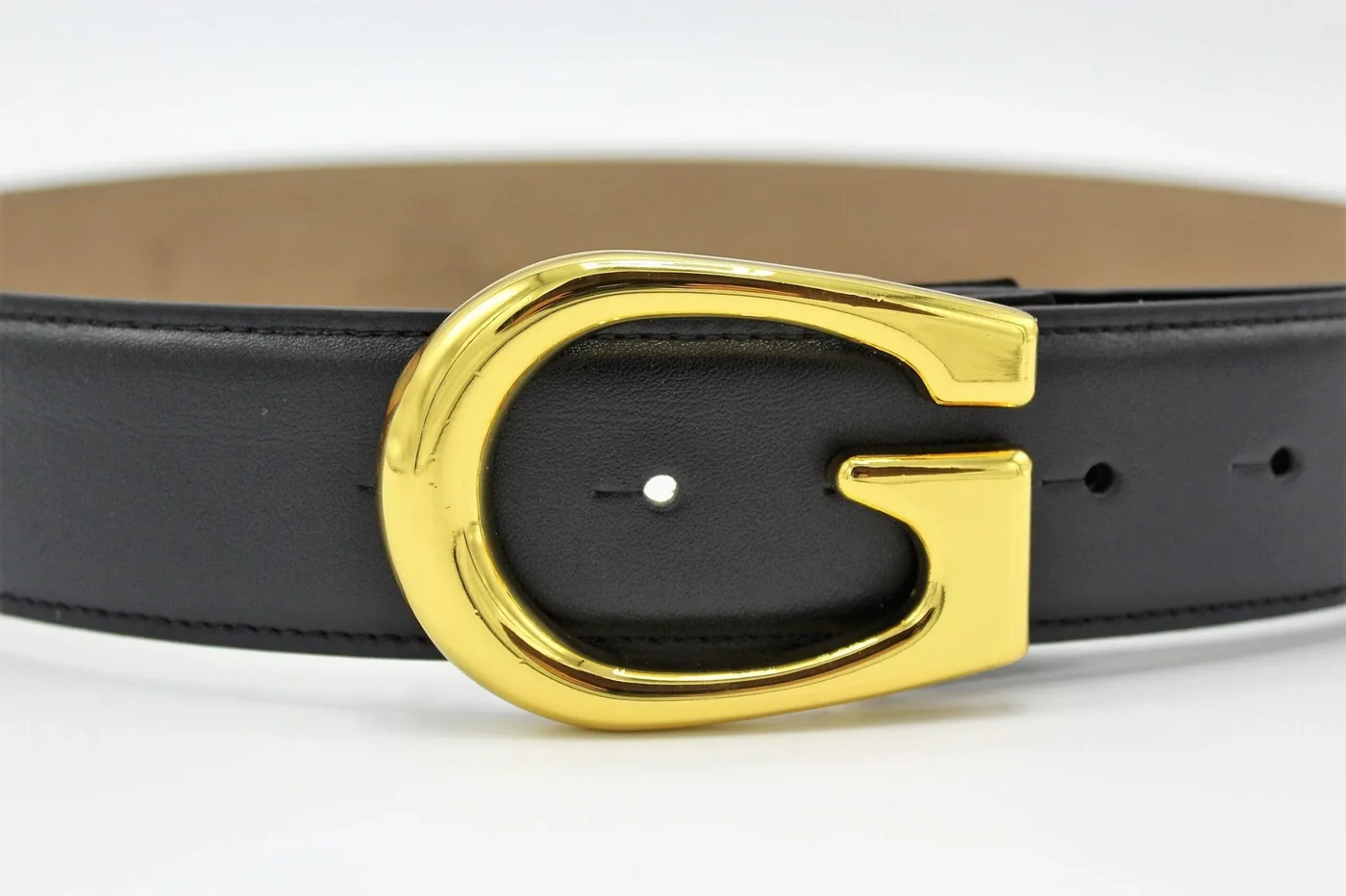 G Gold Buckle Leather Belt