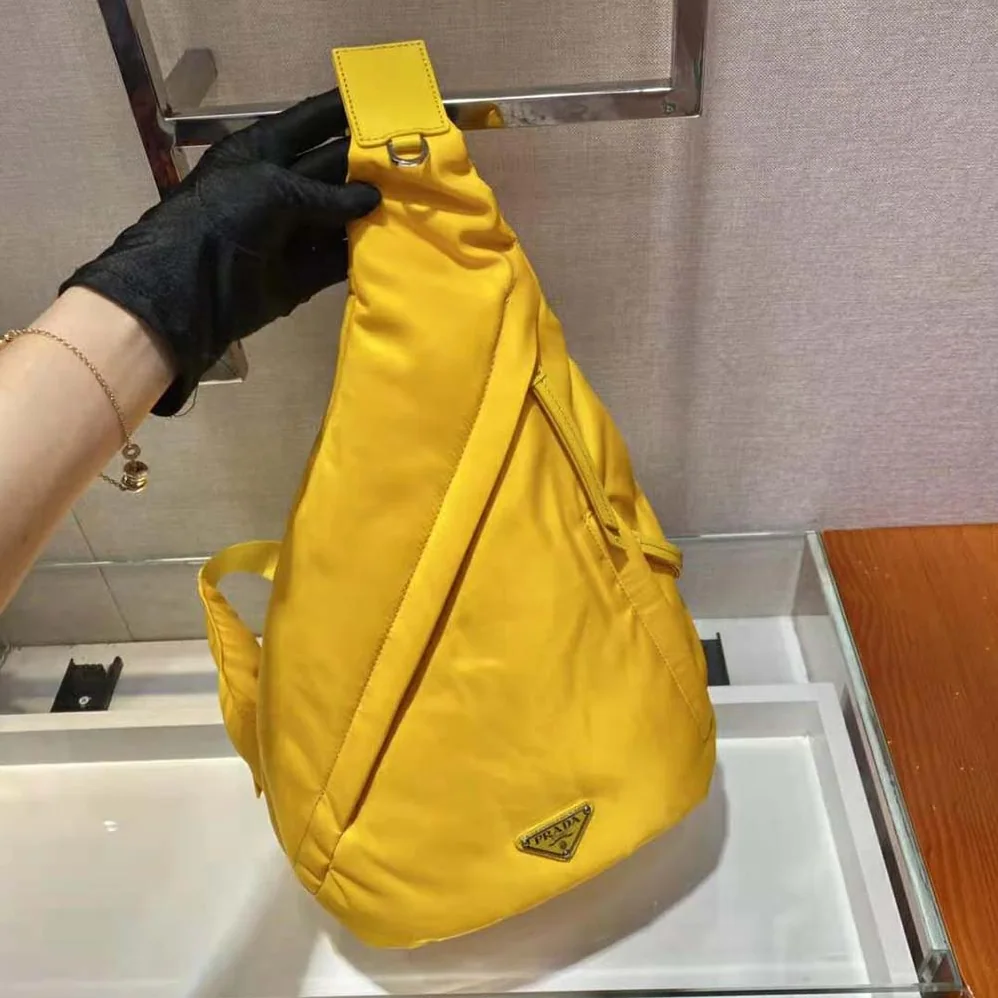Prada Re-Nylon and Leather Backpack for Women in Yellow